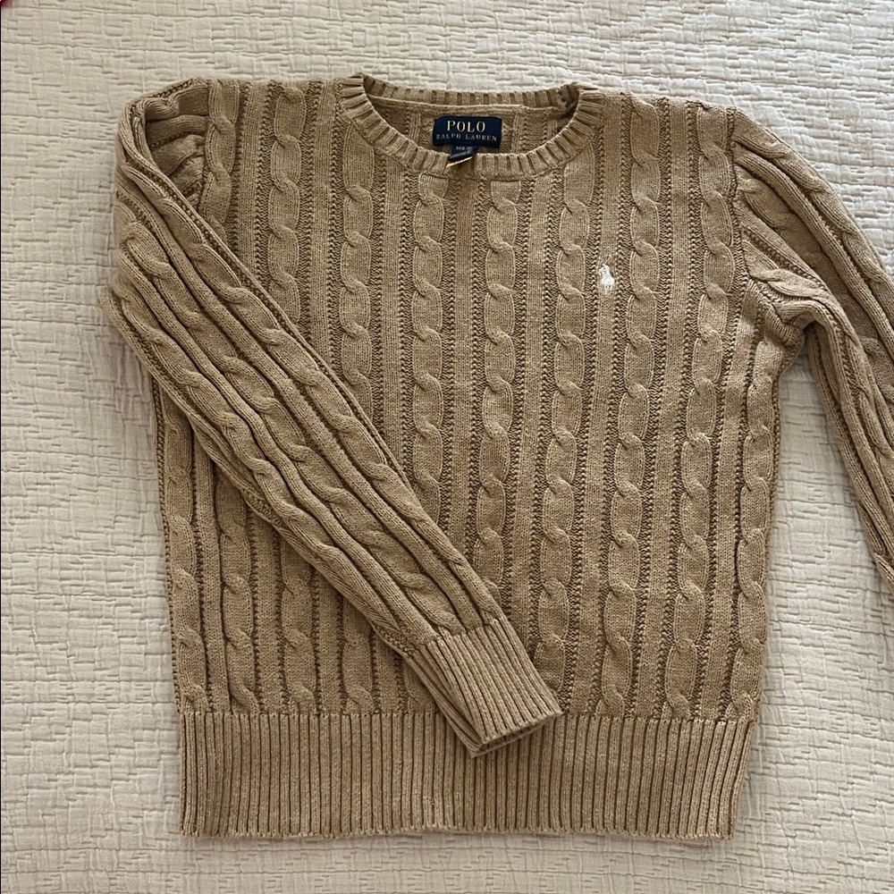 Polo by Ralph Lauren Beige Cable Knit Crewneck Sweater